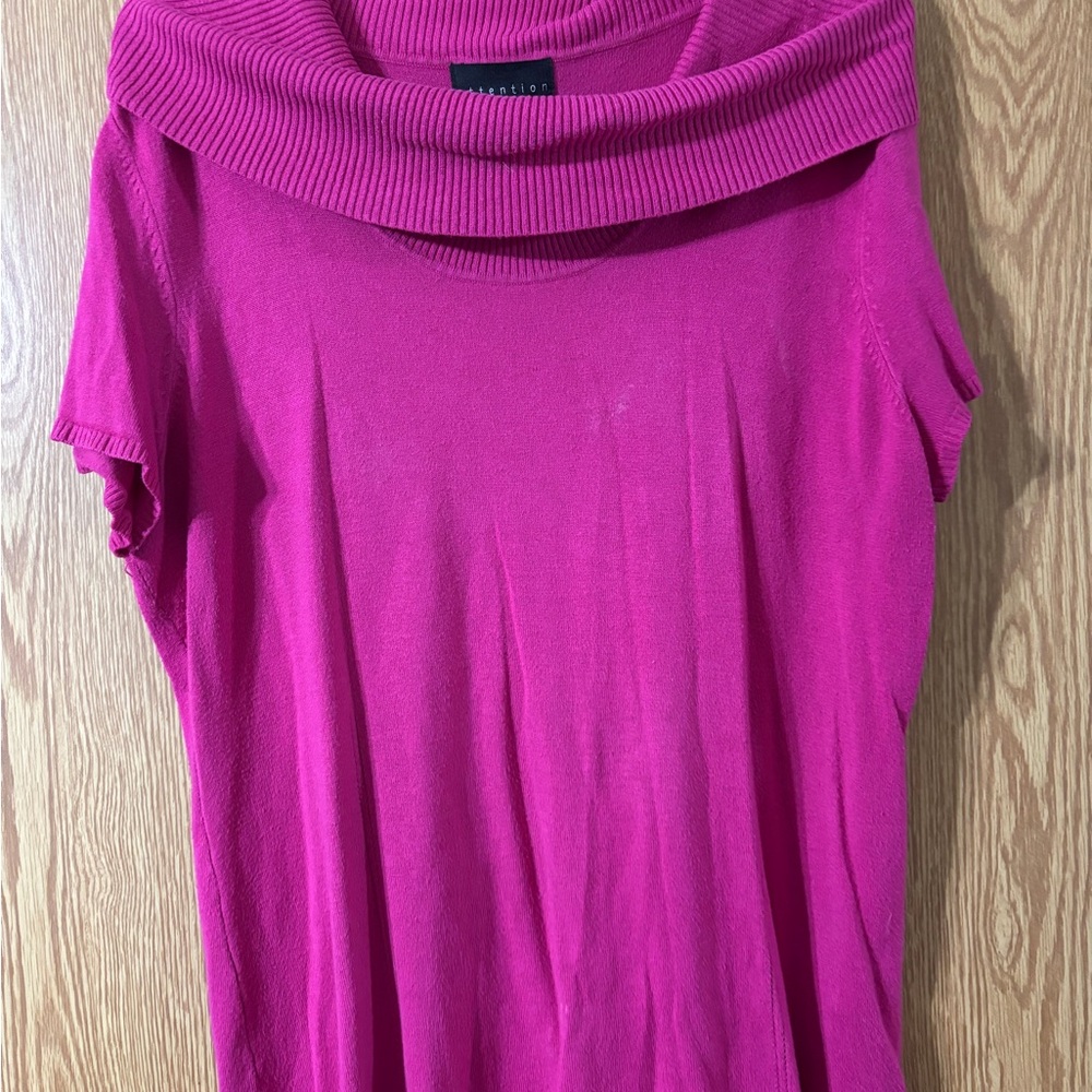 Attention Women's Fuchsia Cowl Neck Sweater
